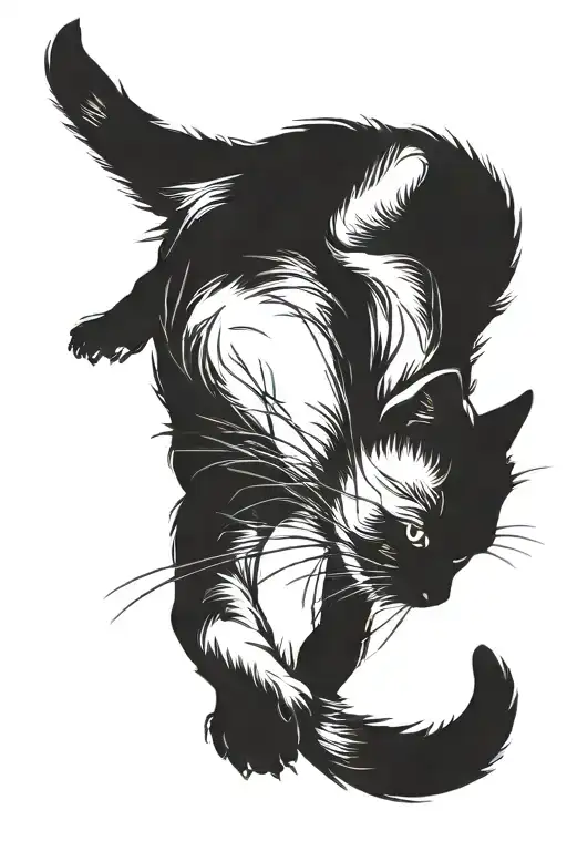 Cat Pouncing Face Down Vertical