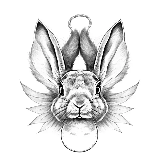 Rabbit Oryctolagus Cuniculus With Demon Wings