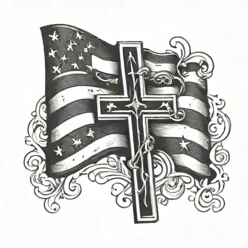 Christian Cross Usa Flag