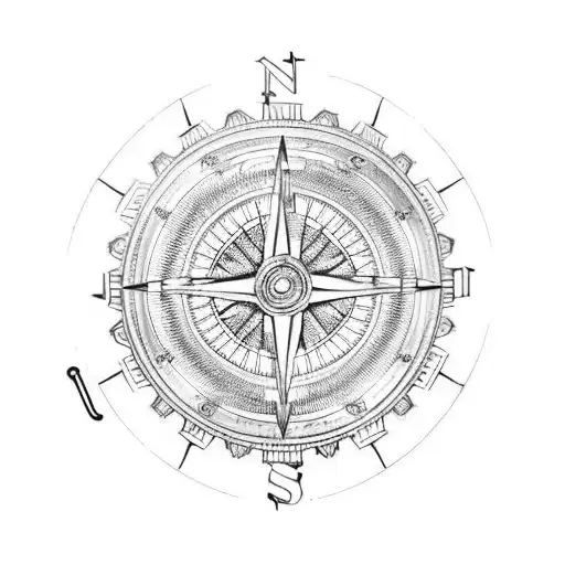 Intricate Mechanical Compass Design With Gears And Cogs