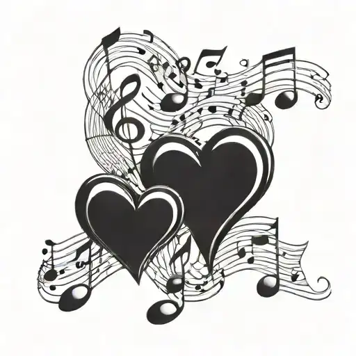 Heart Shaped Music Notes Floating