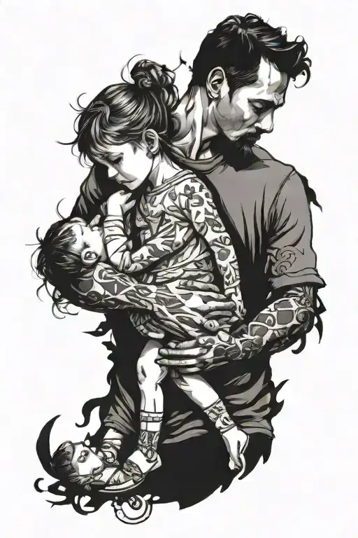 A Father Caring For And Loving His Daughter