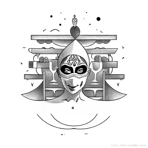 Woman In A Coffin Wearing A Master Chef Mask