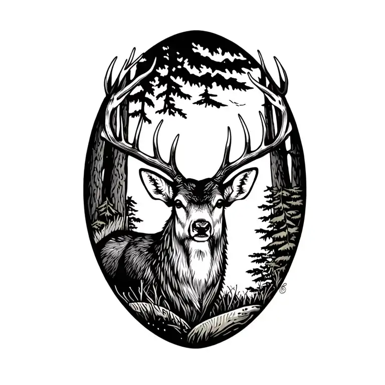 Forest Hunting With Whitetail Buck And Trout