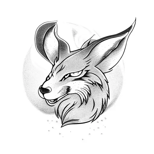 Nine Tailed Fox With A Rabbit