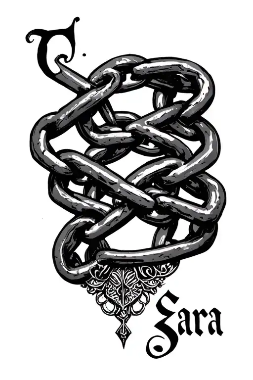 The Words Sara With Gothic Chain Wrapped