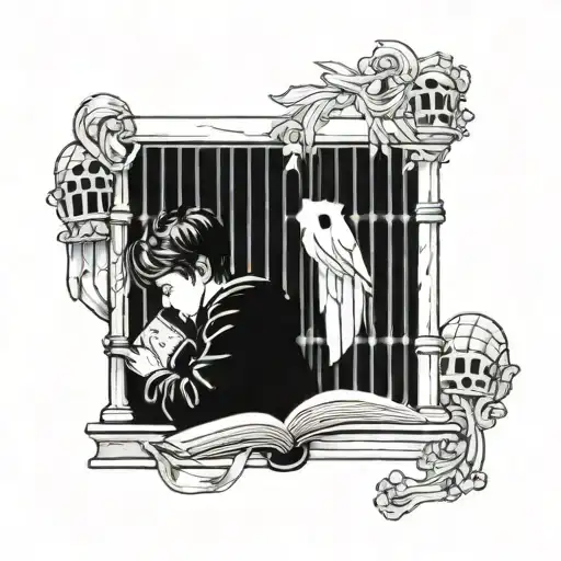 Kid Reading A Book With A Cover Of A Knight In A Cage