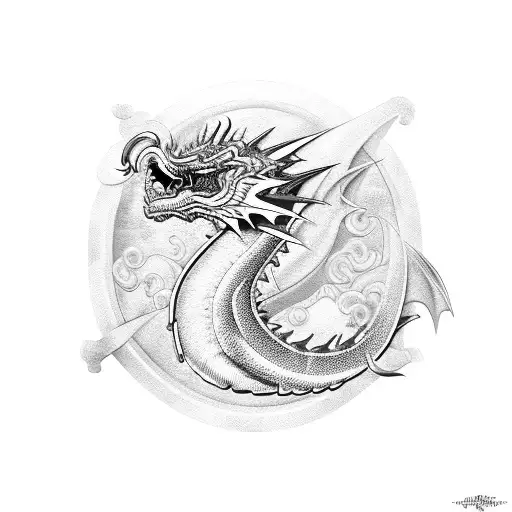 Silver Dragon And Rose