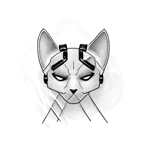 A Blackwork Portrait Of Deadpool With Cat Ears