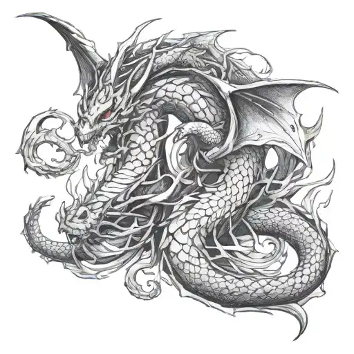 A Dragon Protecting It's Loved Ones From Evil Wounded