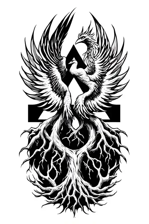 Banyan Tree With Recovery Triangle And Phoenix Rising