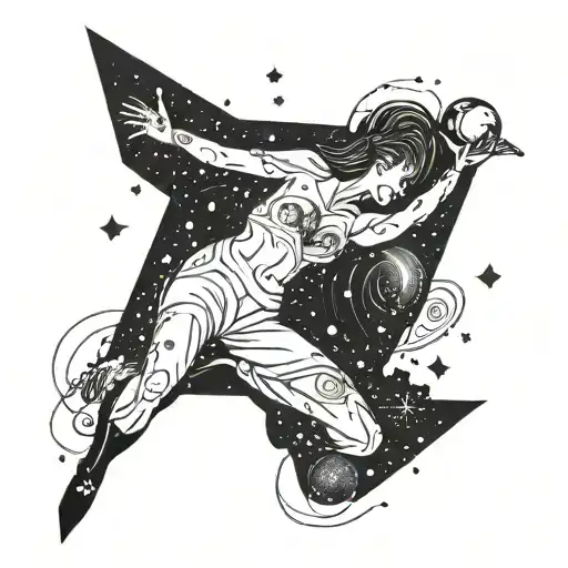 A Cosmic Scene With Aquarius Constellation Intertwined With Crystals And Bubbles