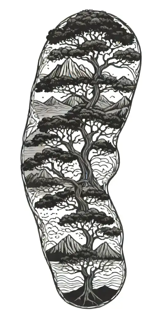 Tree Of Life With A Mountain