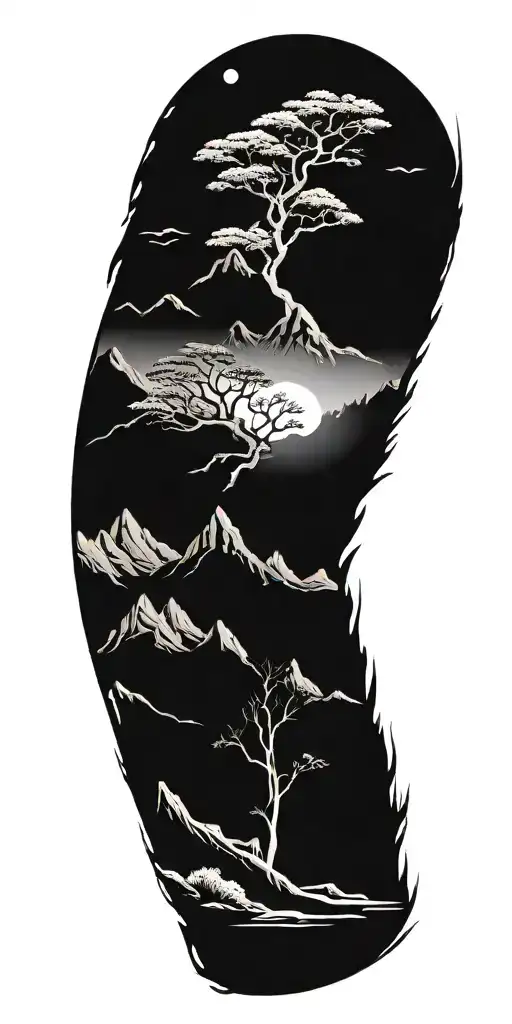 Tree Of Life With A Mountain Landscape