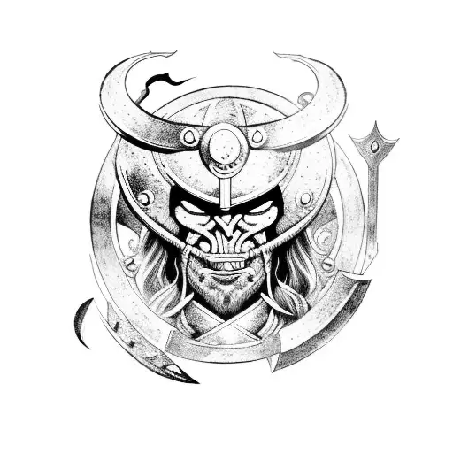 Viking Warrior Battling A Dragon In Outer Space