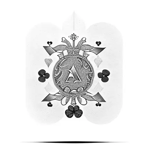 Ace Of Clubs Card With A 4 Leaf Clover In The Middle