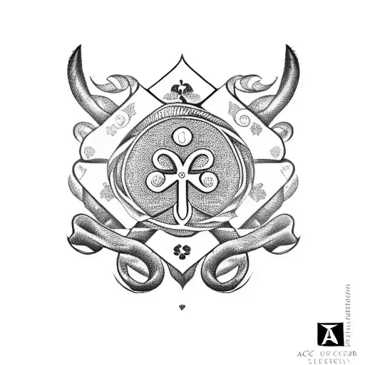 Ace Of Clubs Card With A Black 4 Leaf Clover In The Middle