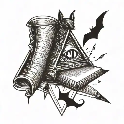 Bat And Triangle And Book