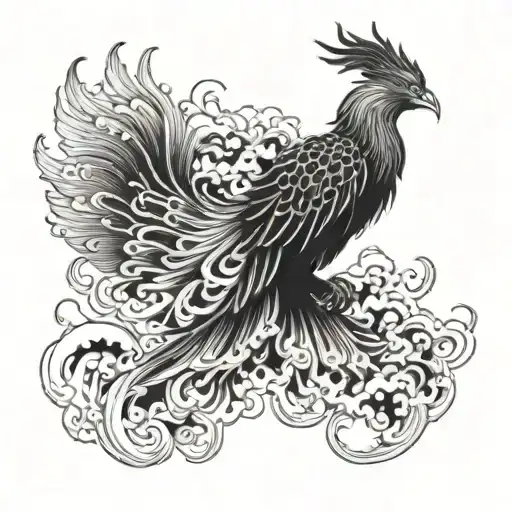 Japan Cloud Background Black And White Phoenix Rising