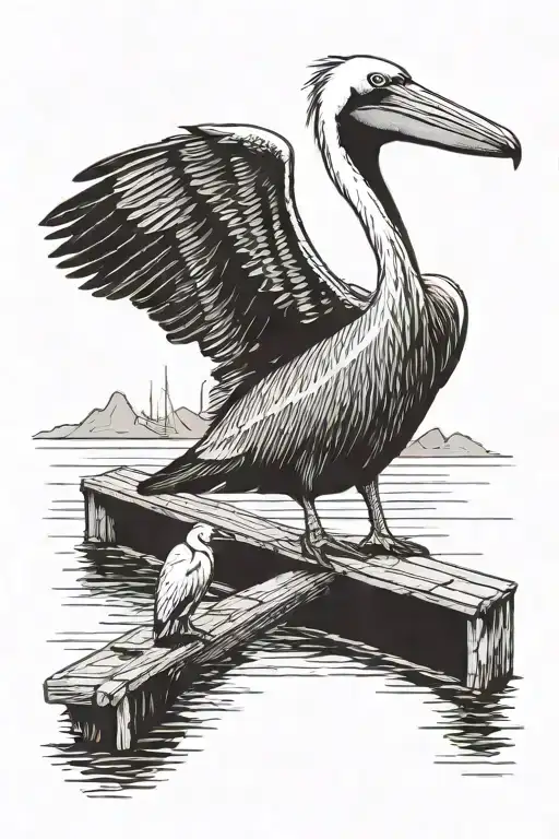 Pelican Sitting On Dock With Fish