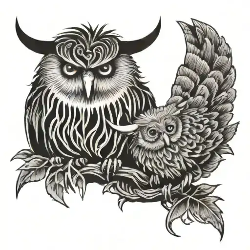 Owl And Highland Cow
