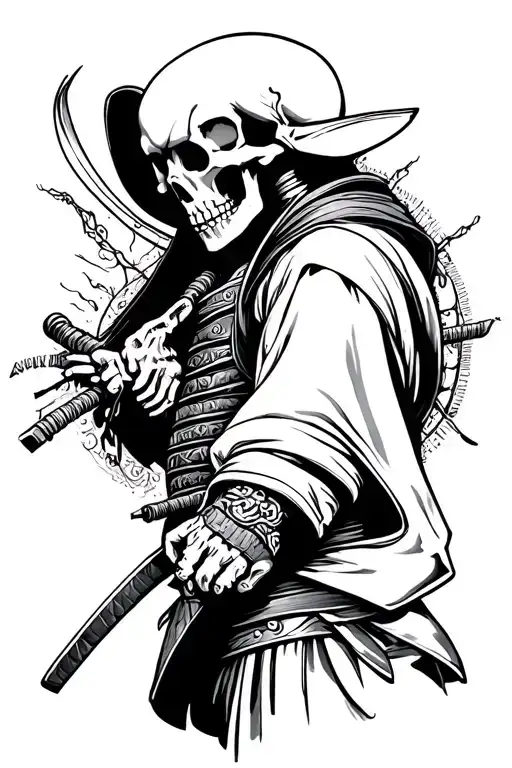 Skeleton Samurai On The Left Arm Of The Forearm