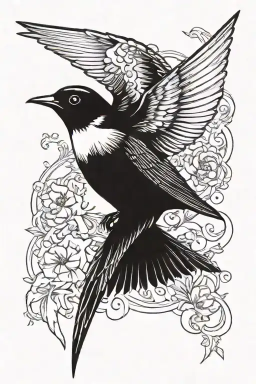 Swallow Bird Rising From Ashes