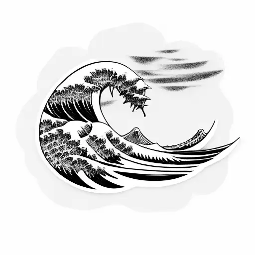 Grim Reaper Surfing The Great Wave