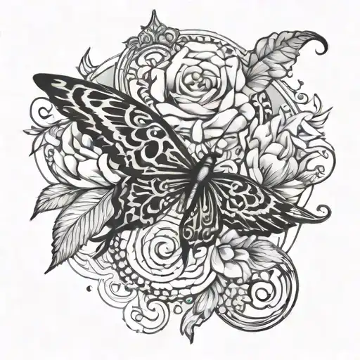 Black Grey Tattoo Design Combining
