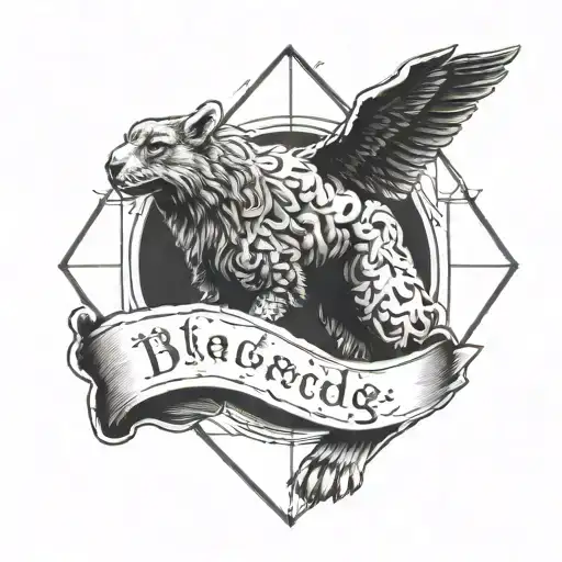 A Tattoo That Represents Knowledge And Strength With An Animal And A Reflective Phrase