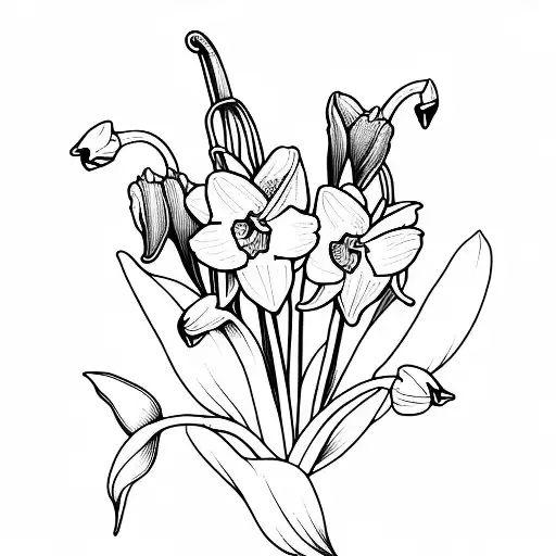 One Daffodil And One Lily Of The Valley Flower