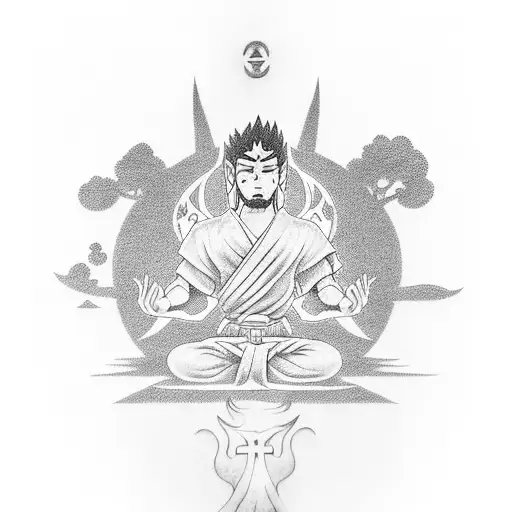 A Mystical Ninja Meditating Under A Sacred Tree