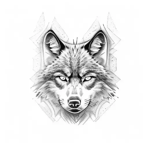 Black Wolf With Blue Eyes And Black Crow With Blue Eyes