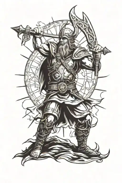 Viking Warrior Sun Rays Breaking