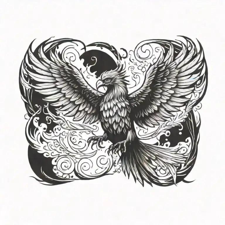 Phoenix With Wings Open