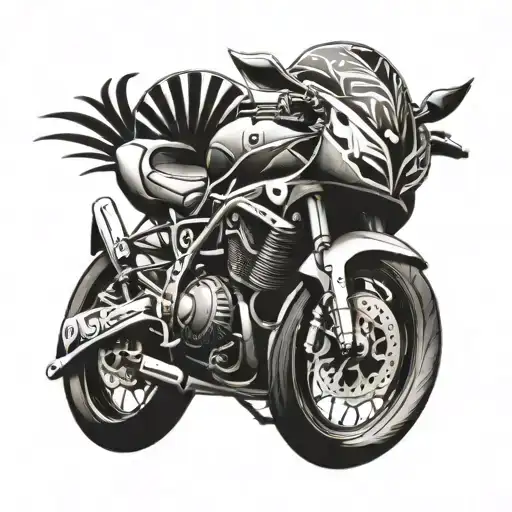 Hayabusa Motorcycle Merging With A Traditional Hawaiian Tiki Mask