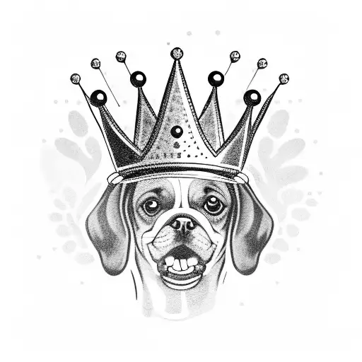 Dog Wearing A Crown With Basketball In Background