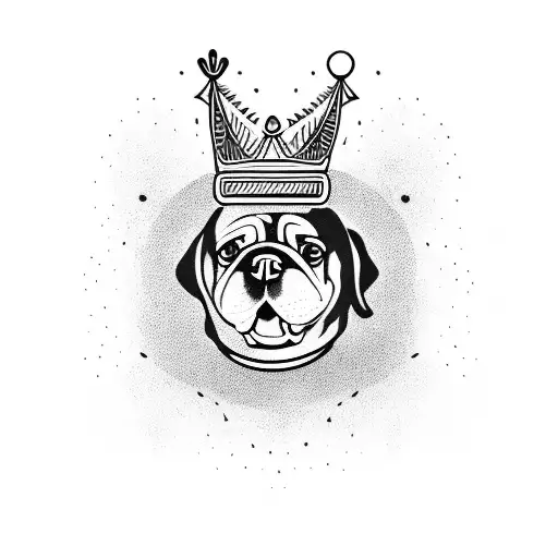 Fierce Dog Wearing A Crown With Basketball In Background