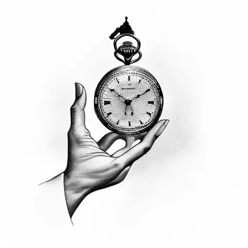 A Serene Lake Reflecting The Hands Of A Pocket Watch At Sunset