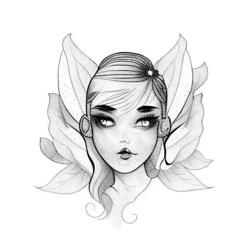 Delicate Tattoo For A Young Girl In Black And White With The Addition Of Pink