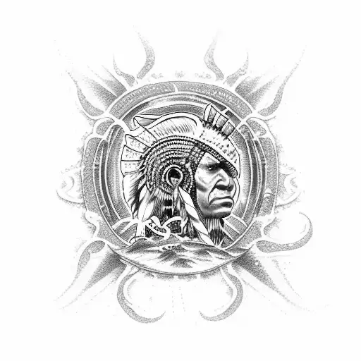 Ocean Scene Split With Native American Scene