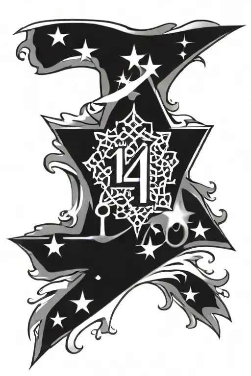 Graffiti-inspired Snowflake And Star With A Racing Lettering Number14