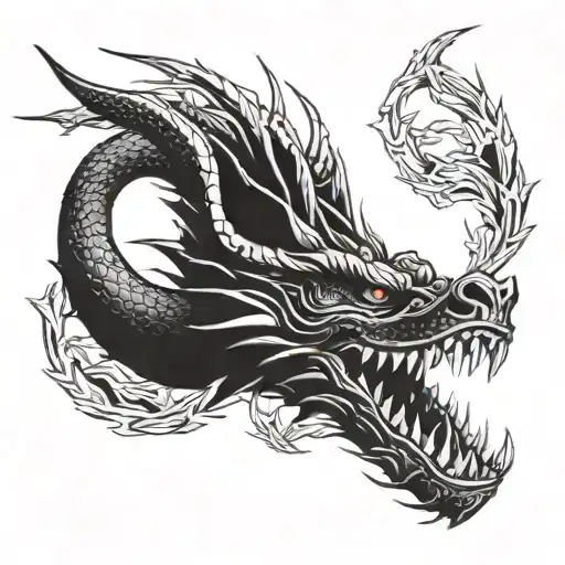 A Dragon Head Tattoo Above The Knee And Wraps Around Knee