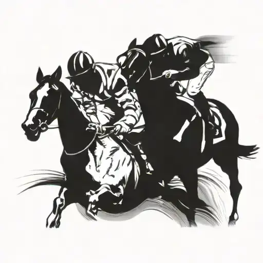 A Dynamic Composition Of A Horse Racing Scene With Jockeys In Action