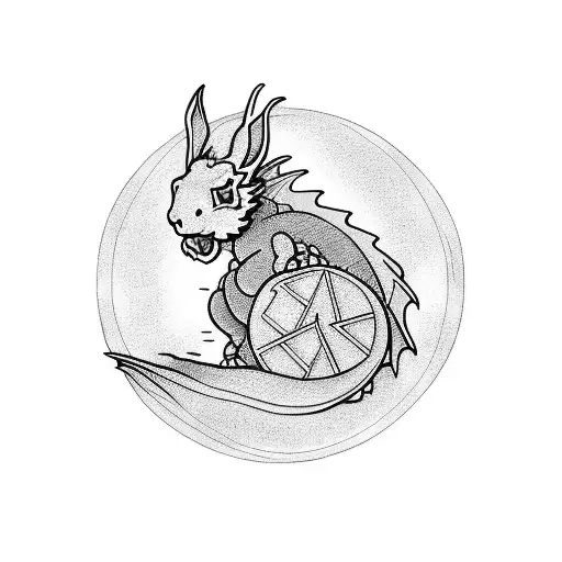 A Dragon As A Circle Surrounds A Rabbit And Horse