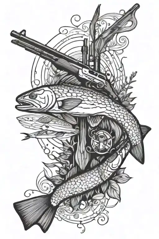 Fishing And Hunting Rifle Crossed