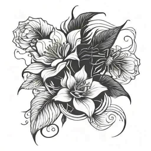 Rose And A Spider Lily Blended