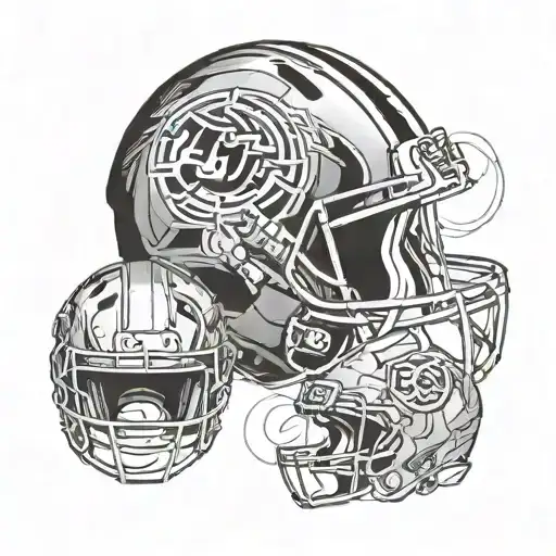 A Stylized Football Helmet Design Incorporating Elements Of Your Three Sons' Names And Birthdates