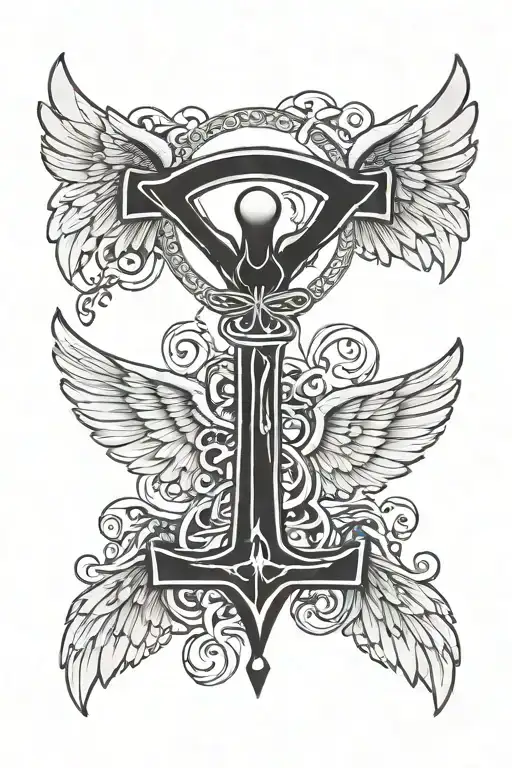 Ankh Symbol With Angel Wings Made