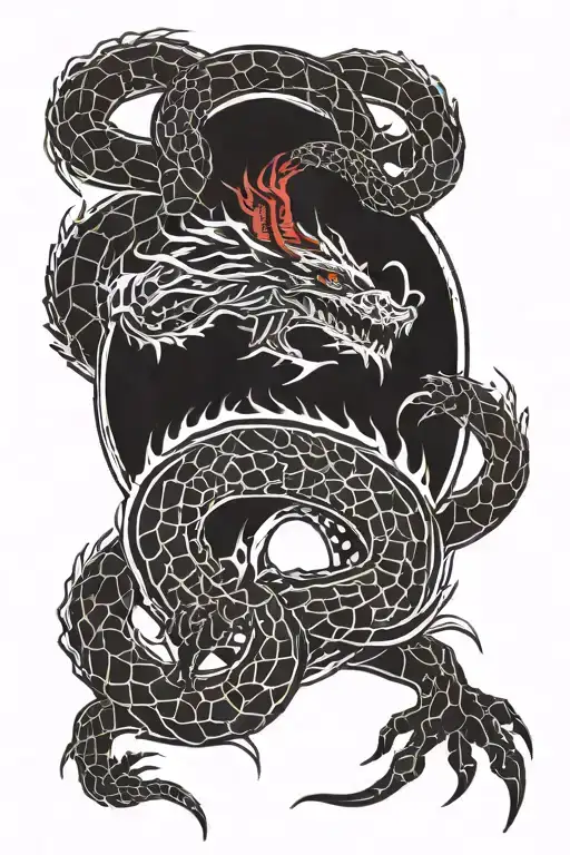 Red Web With Dragon